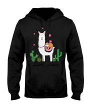 Llama Sloth Riding Llama Heart Hooded Sweatshirt front