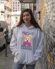 Corgi Dog Fight Breast Cancer Corgi Breast Cancer Hooded Sweatshirt lifestyle-unisex-hoodie-front-1