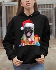 Pug Dog Cute Pug Santa Hat Presents Image Hooded Sweatshirt apparel-hooded-sweatshirt-lifestyle-07
