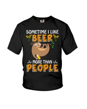 Beer Sometimes I Like Beer More Than People Sloth Youth T-Shirt tile