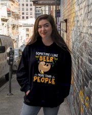Beer Sometimes I Like Beer More Than People Sloth Hooded Sweatshirt lifestyle-unisex-hoodie-front-1