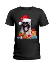 Pug Dog Santa Hat Pug Dog Christmas Ladies T-Shirt tile
