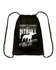 Bulldog Dog Don't Judge My Pitbull Drawstring Bag tile