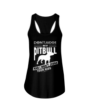 Bulldog Dog Don't Judge My Pitbull Ladies Flowy Tank tile