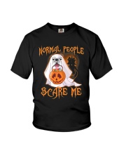 Bulldog Dog Normal People Scare Me Youth T-Shirt tile