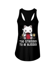 Cat Too Stressed To Be Blessed Ladies Flowy Tank tile