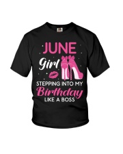 June Girl Stepping Into My Birthday Like A Boss Youth T-Shirt tile
