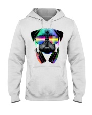 Pug Dog Music Love Pug Hooded Sweatshirt front