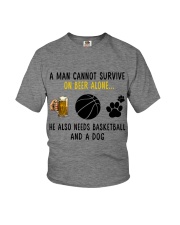 Basketball - A man - beer- basketball- dog Youth T-Shirt tile