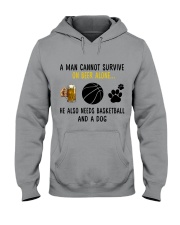 Basketball - A man - beer- basketball- dog Hooded Sweatshirt tile