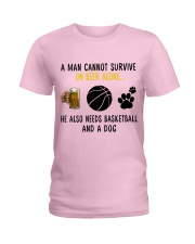 Basketball - A man - beer- basketball- dog Ladies T-Shirt tile