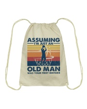 Basketball- Assuming an old man was your mistake Drawstring Bag tile