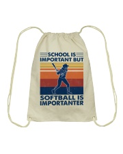 School is important but softball is importanter Drawstring Bag tile