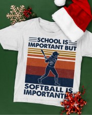 School is important but softball is importanter Youth T-Shirt apparel-youth-tshirt-lifestyle-front-02