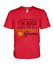 Basketball - I'm nice till sit beside me V-Neck T-Shirt tile