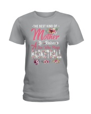 Mother raises a son plays basketball Ladies T-Shirt tile