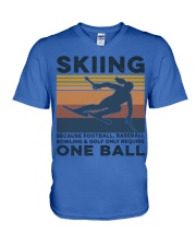 Skiing - Girl one ball V-Neck T-Shirt tile