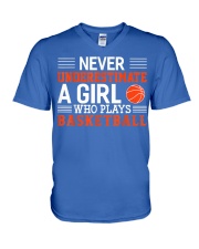 Basketball - Never underestimate agirl V-Neck T-Shirt tile