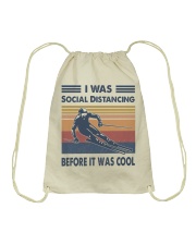 Skiing - i was social distancing before it cool Drawstring Bag tile
