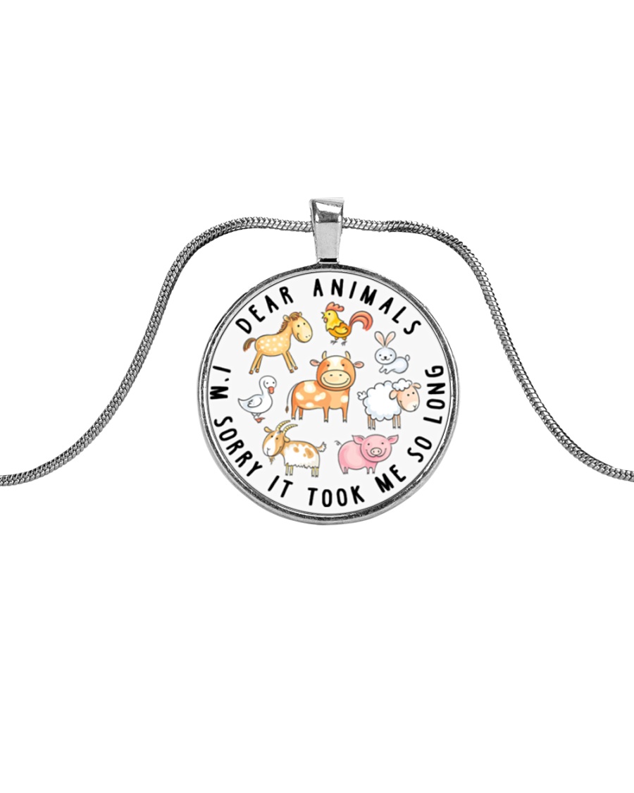 Vegan shirt dear animals im sorry Metallic Circle Necklace
