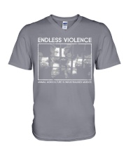 Vegan animal right endless violence V-Neck T-Shirt thumbnail