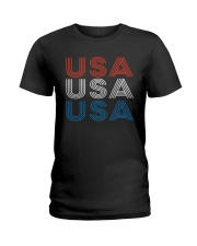 Vintage Retro Patriotic USA Ladies T-Shirt thumbnail