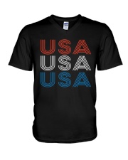 Vintage Retro Patriotic USA V-Neck T-Shirt thumbnail