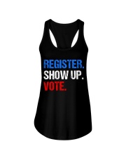 Register Show up Vote Midterm Election Ladies Flowy Tank front