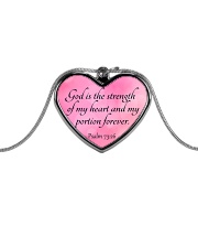God is the strength of my heart Metallic Heart Necklace front