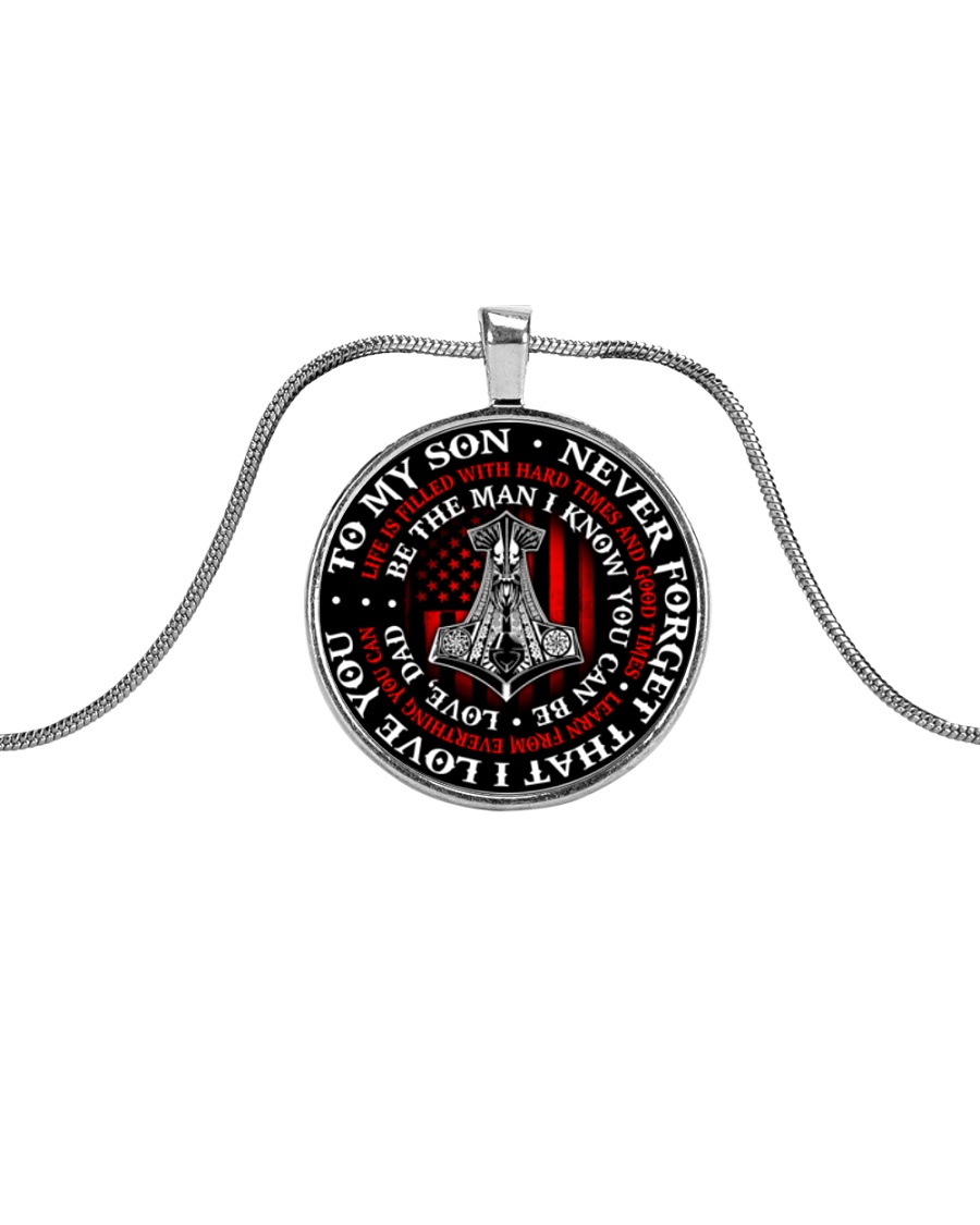 VIKING NECKLACE FOR SON FROM DADDY Metallic Circle Necklace