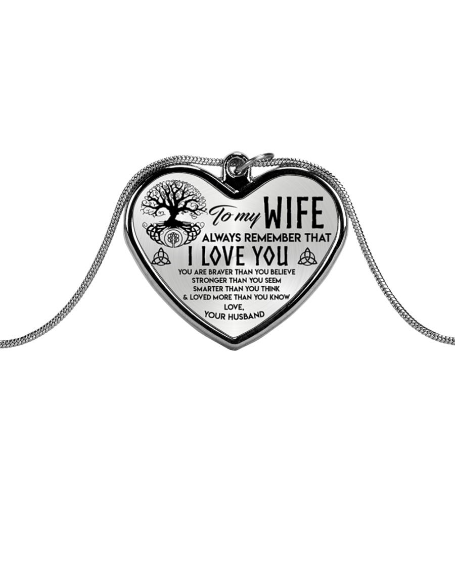 Viking I Love You Wife Metallic Heart Necklace