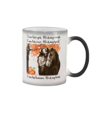 I am his human He is my horse Color Changing Mug tile