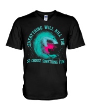 Everything Will Kill You - Shark Wave V-Neck T-Shirt tile