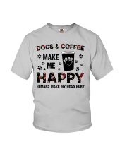 dogs and coffee make me happy Youth T-Shirt thumbnail
