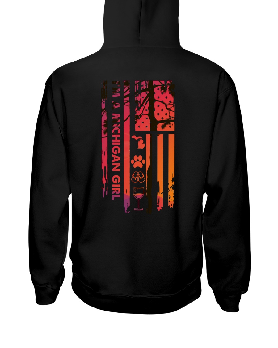 Michigan USA Flag sunset pine tree 4PT Hooded Sweatshirt