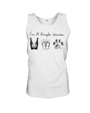 Simple woman beer bottle dog Unisex Tank tile