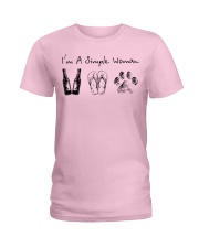Simple woman beer bottle dog Ladies T-Shirt tile