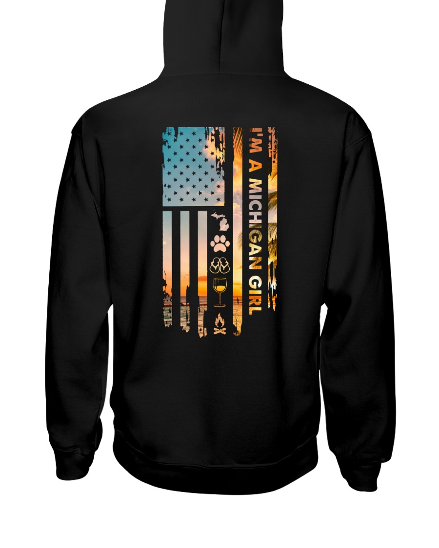 Michigan USA Flag campfire PT Hooded Sweatshirt