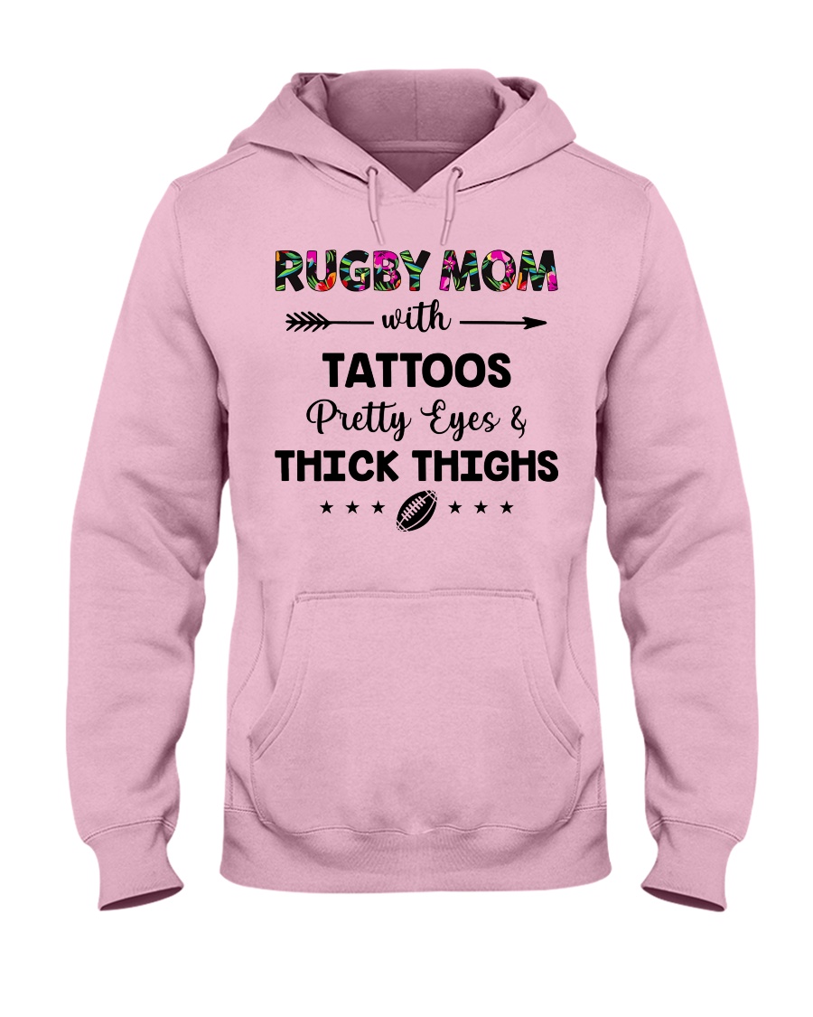 Rugby mom with tattoos Hooded Sweatshirt