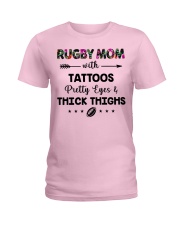 Rugby mom with tattoos Ladies T-Shirt thumbnail