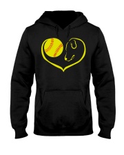 easily distracted by softball and dog-pt Hooded Sweatshirt front