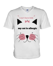 i cant have kids my cat is allergic V-Neck T-Shirt tile
