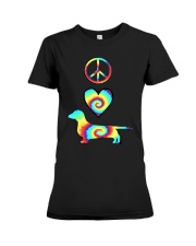 Peace Love Dachshunds Premium Fit Ladies Tee tile