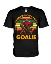 Vintage Hockey World's Okayest Goalie Shirt V-Neck T-Shirt thumbnail