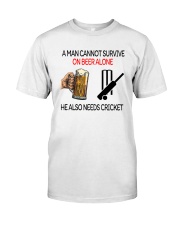 A Man Cannot Survive On Beer Alone He Also Shirt Premium Fit Mens Tee tile