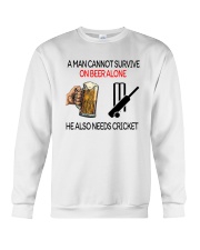 A Man Cannot Survive On Beer Alone He Also Shirt Crewneck Sweatshirt tile