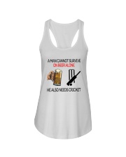 A Man Cannot Survive On Beer Alone He Also Shirt Ladies Flowy Tank tile