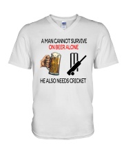 A Man Cannot Survive On Beer Alone He Also Shirt V-Neck T-Shirt tile