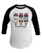 Teach Love Inspire Teacher Life Shirt Baseball Tee tile