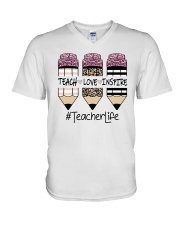 Teach Love Inspire Teacher Life Shirt V-Neck T-Shirt tile